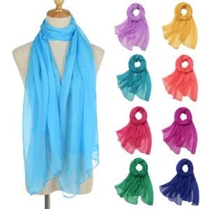 Chiffon Hijab Solid Color Long Scarf Women Muslim Turban Shawl Headscarf Stole - Picture 1 of 46