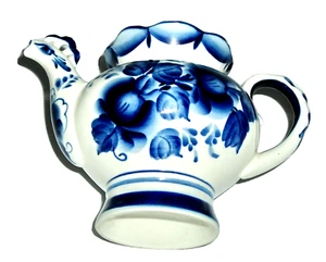 Tetera rusa única en su clase Gzhel Samovar 4 1/4" de alto x 4 1/4" alrededor sin tapa - Imagen 1 de 6