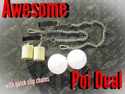 Awesome poi package. Multi function LED and fire poi with quick change chains. - image 1 of 4