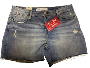 NEW! Levi Strauss Signature Women's Denim Blue Jean Cut Off Shorts Stretch 14 - Picture 1 of 9