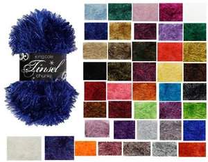 King Cole Tinsel Chunky Yarn / Wool 50g Balls - All Colours Sparkly and Soft - Picture 1 of 75