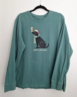 Camiseta trituradora Life is Good para hombre Navidad/Vacaciones negra laboratorio talla L en muy buen estado Foto 1 de 4