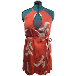 Billabong Mini Wickelkleid Blumen Größe M rot gemustert Cutout Krepp - Bild 1 von 10