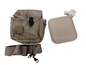 New Tan 2 QT Canteen + Military Style Tan Canteen Cover + Shoulder Strap- Import - Picture 1 of 3