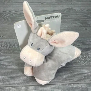 Nattou Cappuccino The Donkey Beanie Plush Animal Lovey Floppy Gray Neutral NEW - Picture 1 of 11