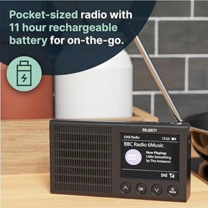 Portable Bluetooth DAB/DAB+ Radio Rechargeable Battery Pocket Radio with 11 Hour - Picture 1 of 4