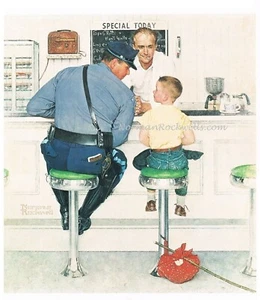 "Norman Rockwell Estampado DE COLECCIÓN ""THE FUGITIVO"" Policía Oficial Comedor Niño 8x10" - Imagen 1 de 1