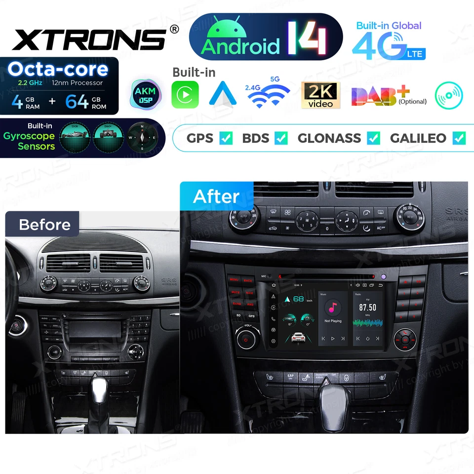 For Mercedes-Benz W211 W219 E350 GPS Car Radio CD DVD Player Stereo Android 14 - Image 1 of 4