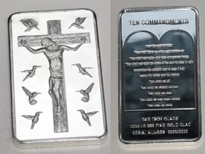 Jesus Christ 10 Commandments Silver Bar Church God Holy Bible Christianity Xmas - Picture 1 of 12