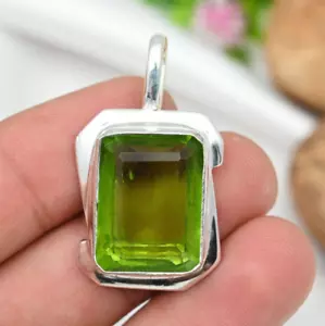 Dainty Peridot Pendant Gemstone Handmade 925 Sterling Silver Jewelry For Gift - Picture 1 of 5