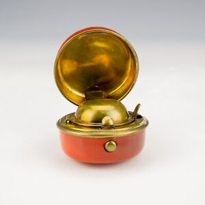 Antique Red Celluloid Covered - Travel Flip Top - Ink Pen Inkwell 