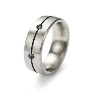 Anillo de acero inoxidable con amatista Monomania 25347 talla 17 - Imagen 1 de 4