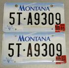 Montana License Plate Pair 5T-A9309 Lewis & Clark County Embossed 2000 Base