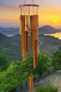 Bamboo Wind Chimes Outdoor,Wooden Wind Chimes for outside with Melody Deep Tone, - Picture 1 of 6