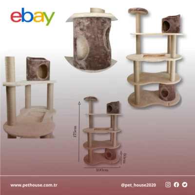Furniture Cat Tower House Pet Condo Tree Scratching Kitten Post Cave Posts Bed  - Image 1 of 4