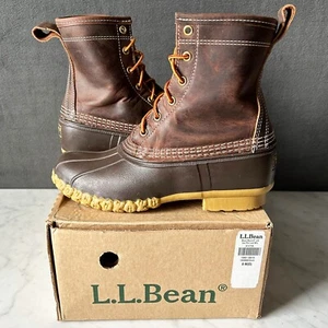 LL Bean Women's Duck Boots Brown Leather Insulated Waterproof Lace Up - Size 8 - Picture 1 of 10