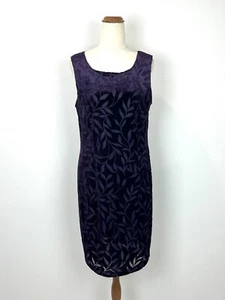 Vintage Fabiani Womens Dress 16 Purple Crushed Velvet Floral Pencil Fairy Witchy - Picture 1 of 10
