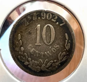 1898 ZsZ  MEXICO SILVER 10 CENTAVOS BETTER DATE - Picture 1 of 2
