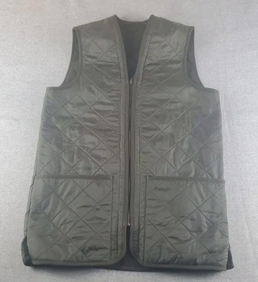 Barbour Men Polarquilt Waistcoat Zip-In Liner Olive Green Polarfleece Small - Image 1 of 4