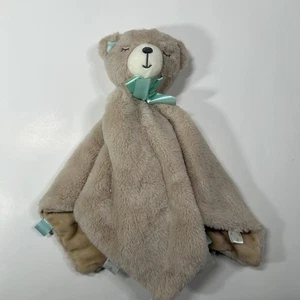 "Manta de seguridad Kelly Baby Bear marrón verde azulado etiquetas Lovey Baby felpa 13""" - Imagen 1 de 5