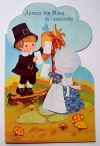 Pilgrims mail letters  unsigned vintage Thanksgiving  greeting card *XX11 - Picture 1 of 3