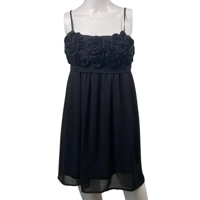 Twenty One Dress Womens Large Black Floral Rosette Empire Waist Strap Cocktail - Image 1 of 4