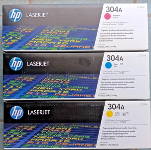 3 Cartridge Set  HP CYM 304A Toner Cartridges NEW Unopened Cyan. Magenta, Yellow - Picture 1 of 1