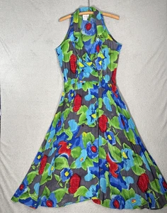 Vintage Together Maxi Dress Size 10 Double Breasted 50s Inspired Day Dress Artsy - Picture 1 of 15