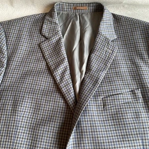 Peter Millar Sport Coat Blazer Men's Size 48R Wool Blue Gray Checkered Canada - Picture 1 of 15