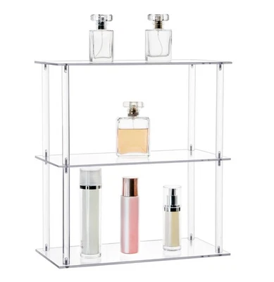 Soporte de exhibición de mesa de acrílico transparente rectangular de 3 niveles, tocador de baño... Foto 1 de 4