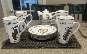 Studio Nova Cafe KT550 Tassen, Salatteller, Keramik Kaffeekanne und Tischsets (BX) - Bild 1 von 15