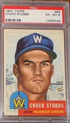 1953 Topps Baseball #89 Chuck Stobbs Washington Senators PSA 6 Nicely Centered - Image 1 of 2