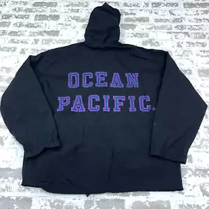 Vintage Ocean Pacific Jacket Men Large Black Purple Windbreaker 90s Surf Snap OP - Picture 1 of 12