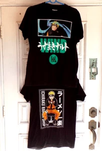 2 NARUTO T-Shirts "Ichiraku Ramen Shop" & "Wind" Size M in Excellent Condition - Picture 1 of 4