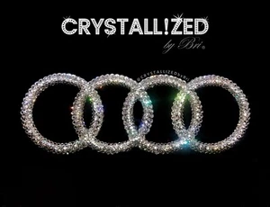 Bling Emblem for AUDI Front Badge Rings AUSTRIAN CRYSTALS Custom Bedazzled Car - Picture 1 of 13