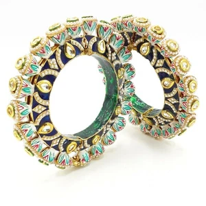 Indian Pakistani Bollywood Kada Bangle Ethnic Gold Plated Fashion Jewelry Sets - Picture 1 of 4