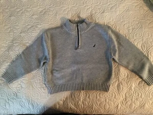 Nautica Toddler Boys Sz4 Quarter Zip Pullover Grey cotton sweater - Picture 1 of 3