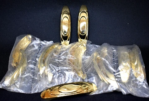 DECO Style Furniture Drawer Pulls Polished Gold 10 Lot 4 1/2" Cabinet Pull Cover