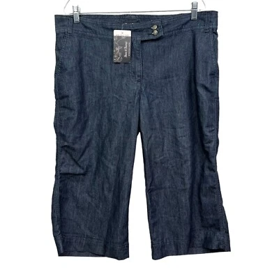 Steve & Barry's Womens Capri Jeans Wide Leg Stretch Flap Pockets Hi Rise Blue 14 - Image 1 of 4