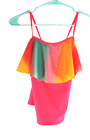 NWT Cat & Jack Multi-Color Neon orange Swim Top Girls Size XL (14/16)