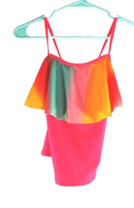 NWT Cat & Jack Multi-Color Neon orange Swim Top Girls Size XL (14/16) - Picture 1 of 2