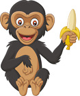 Aufkleber Schimpanse mit Banane Affe Autoaufkleber Sticker 10x12cm Konturschnitt