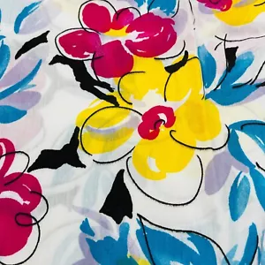 Telas Bretmar de la década de 1980 flores florales azul rojo amarillo 32" de ancho - Imagen 1 de 5