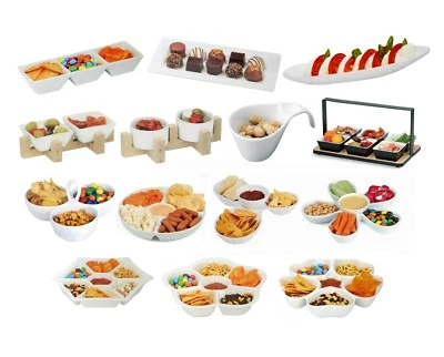 Assorted Snack Dish Porcelain Ceramic Serving Tray Dip Bowl Appetizer Condiment - Image 1 of 4