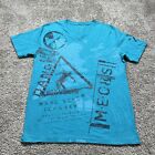 Marc Ecko Cut Sew Graphic Shirt Mens Large V Neck Green Radioactive Nuclear Y2K