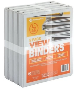 Member's Mark 1/2" Round-Ring View Binder,White-Case of 80 binders (10-8 packs) - Picture 1 of 2