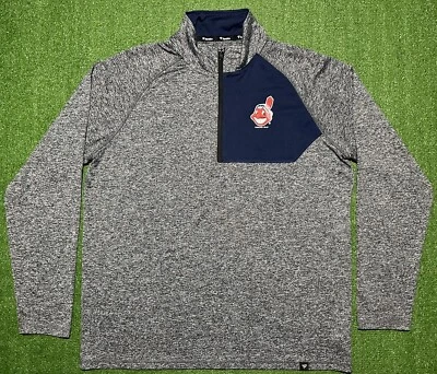 Cleveland Indians Chief Wahoo Fanatics 1/4 Zip Long Sleeve Mens Size XL - Image 1 of 4