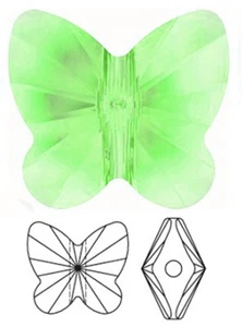 UN ABALORIO/COLGANTE MARIPOSA CRISTAL SWAROVSKI 5754, PERIDOTO, 10 MM - Imagen 1 de 1