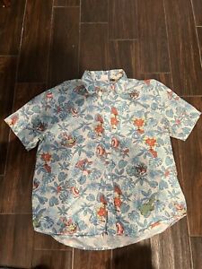 Marvel Avengers Shirt Mens Hawaiian Button Pocket 100% Cotton Multicolor