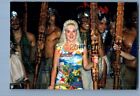 Found Color Photo E_1897 Pretty Blonde Woman Posed With Men In Costumes